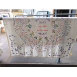 A presentation embroidery 'Womens Work Council 1952 1953 Mrs E.G. Lofthouse President' 122cm x