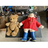 A vintage Gabrielle Paddington bear teddy and one other vintage teddy.