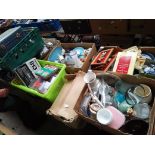 7 boxes of miscellaneous glass, crockery, etc and a box of sheet music, books.