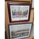 Two prints after L.S. Lowry, 'Coming Home From The Mill' & 'The Pond' , each framed and glazed.