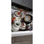 Two boxes of assorted pottery and porcelain including Oriental, studio, etc.