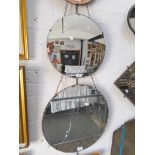 Two 1930s Art Deco circular wall mirrors, one with convex glass (41cm diameter), the other with