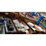 2 boxes of Italian china / ceramics, 1 box of blue and white and 1 box of misc ceramics and china.