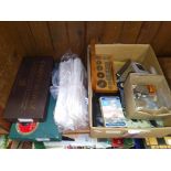 "Nauticalia" carpet bowls, boxed together with another boxed set of B&A carpet bowls and a box of