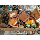 Two boxes of wooden ware items