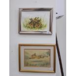 Two original watercolours by Eileen Turner, studies of hares, (28cm x 20cm & 26cm x 17.5cm) both
