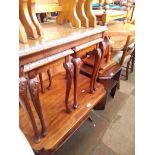 Various items of furniture; two African elephant tables, walnut nest of tables and an oak two tier