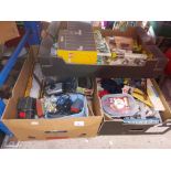 3 boxes of model railway parts & accessories to include controllers, electronic parts, A Hornby