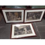 Three Edwardian framed prints.