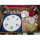 Royal Worcester items - 3 figurines, 5 egg coddlers, boxed cake plate etc.