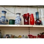 Various pottery and glass vases