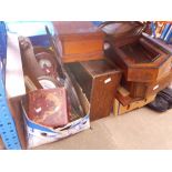 A mixed lot of items including clocks, barometers, treen, books, etc.