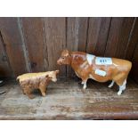 Beswick - Guernsey Bull ‘Sabrina’s Sir Richmond 14th’ and a Highland Calf