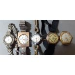 Five various vintage ladies watches to include a rolled gold example.