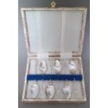 A cased set of six Maltese silver spoons, gross wt. 55.2 grams.