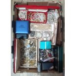 A box of assorted jewellery and watches to include vintage, etc.