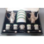 A cased silver coffee set, Birmingham, Charles S Green & Co Ltd, 1933, gross wt. silver 22.9 ozt.