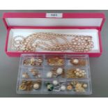 A quantity of simulated and cultured pearls, 925 etc.
