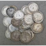 Edward VII (1902-1910), twenty eight threepences, various dates.