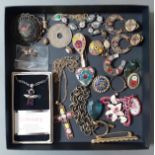 A collection of antique and vintage jewellery to include micro-mosaic, etc together with a silver