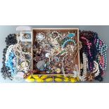 A box of costume jewellery to include vintage and modern.