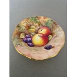 A small Royal Worcester Fallen Fruits pin dish with hand painted apples and blackberry'....