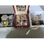 Three boxes of costume jewellery including silver etc.