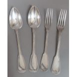 Two pairs of Belgian silver forks and spoons, gross wt. 7.9 ozt.