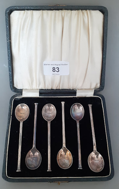 A cased set of 6 silver teaspoons, Sheffield, C W Fletcher & Son Ltd (Charles William Fletcher),