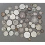 A group of assorted silver coins