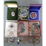 A box of Celtic and Scottish jewellery including silver, Miracle etc.