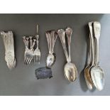 A selection of silver items including spoons, teaspoons, etc, various marks, gross wt. 29.7 ozt.