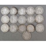 George V (1911-1936), sixteen half crowns, various dates, all pre 1920.