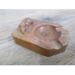 Robert "Mouseman" Thompson - an oak ashtray, rectangular form with canted corners, carved mouse