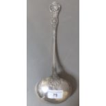 A silver ladle, Sheffield, Walker & Hall, 1908, gross wt. 9.1ozt.