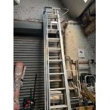 A 3 section extending aluminium ladders and a 2 section extending aluminium ladders.