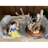 A Royal Doulton glass bowl, Beswick deer family ( 3 ), a Royal Doulton Snow White and a Border