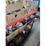 Sixteen boxes of mixed ceramics etc including jugs, vases, light shades, clock, pewter, cutlery,