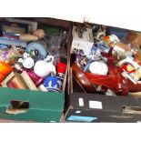 2 boxes of mixed glass, ceramics etc. including Wedgwood, David Winter cottages etc.