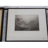 William Lionel Wyllie (1851-1931), Glencoe, Scotland, etching, signed, titled and numbered in