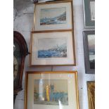 H Meadows, a group of three original watercolours, 35cm x 24cm, signed, framed and glazed 55cm x