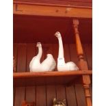 Pair of large Lladro swans - numbers 5230 (22cm) and 5231 (18cm)