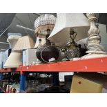 Large quantity of table lamps, approx 12.