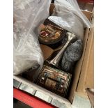 A box of collectable items to include Wade, miniature boxes, EPNS, metal-ware, pillboxes, etc.