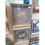 A pair of Indian framed needlworks.