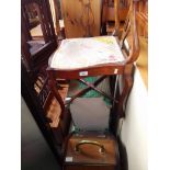 Four pieces of furniture comprising an Edwardian corner chair, a Victorian brass mounted coal