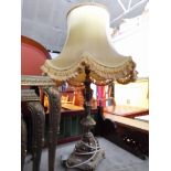 An onyx and brass table lamp.