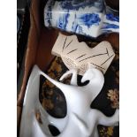A box of ceramics to include a pair of Oriental vases - AF, a blue and white vase, a Czechoslovakian