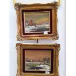 A pair of original Dutch style oils signed 'Kaiser', 23cm x 18cm, framed.