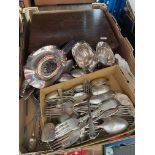 A box of cutlery, plated-ware, etc.